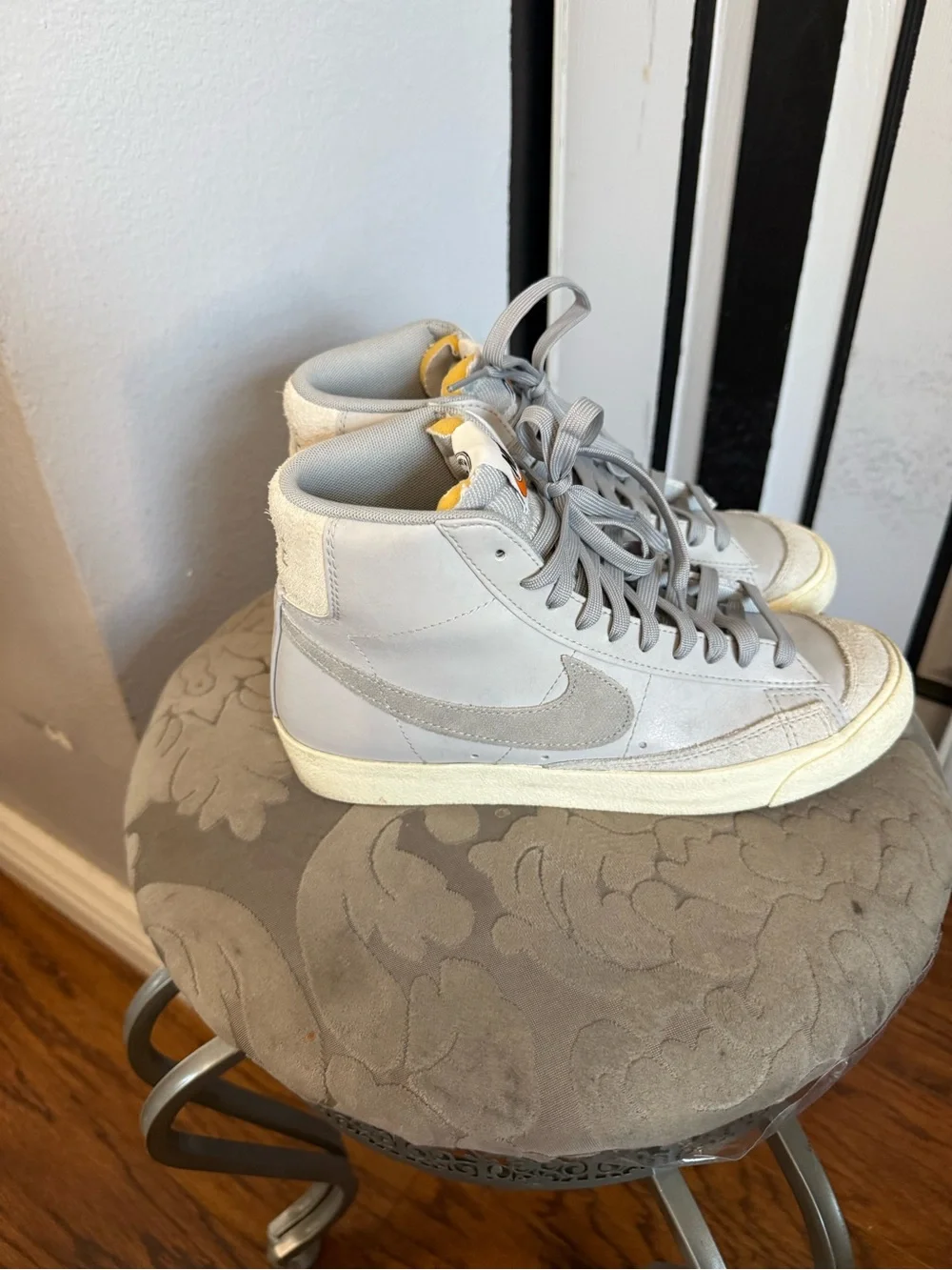 Nike Women's Light Gray Suede High-Top Sneakers